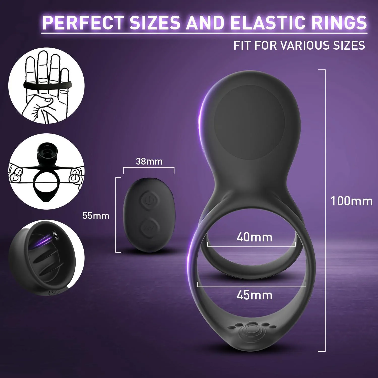 7 Vibration Modes Stimulating Tongue Vibrating Penis Ring for Couple Play