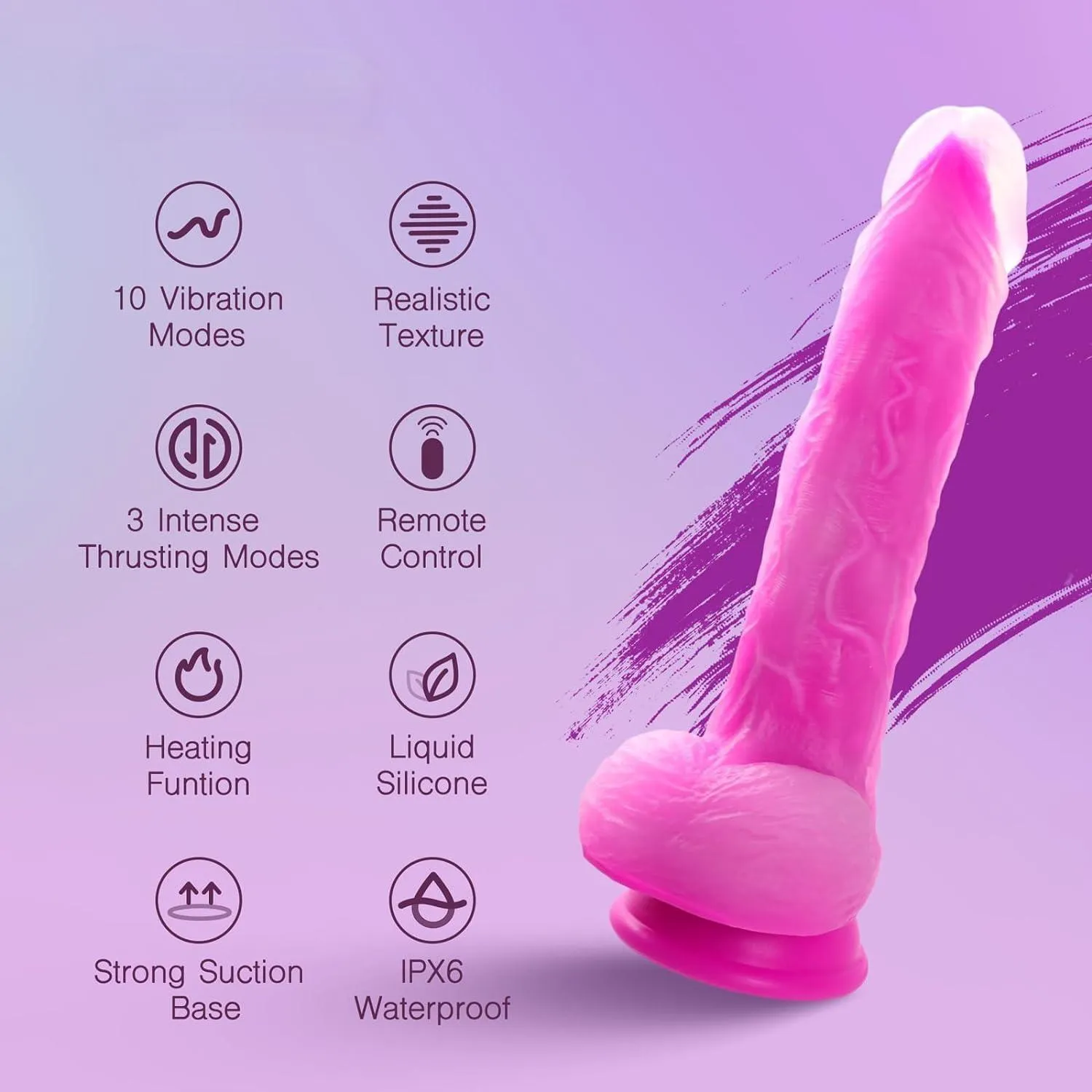 9.2" Huge Thrusting Dildo Vibrator Heating Lifelike Dildos with Suction Cup Adult Sex Toys