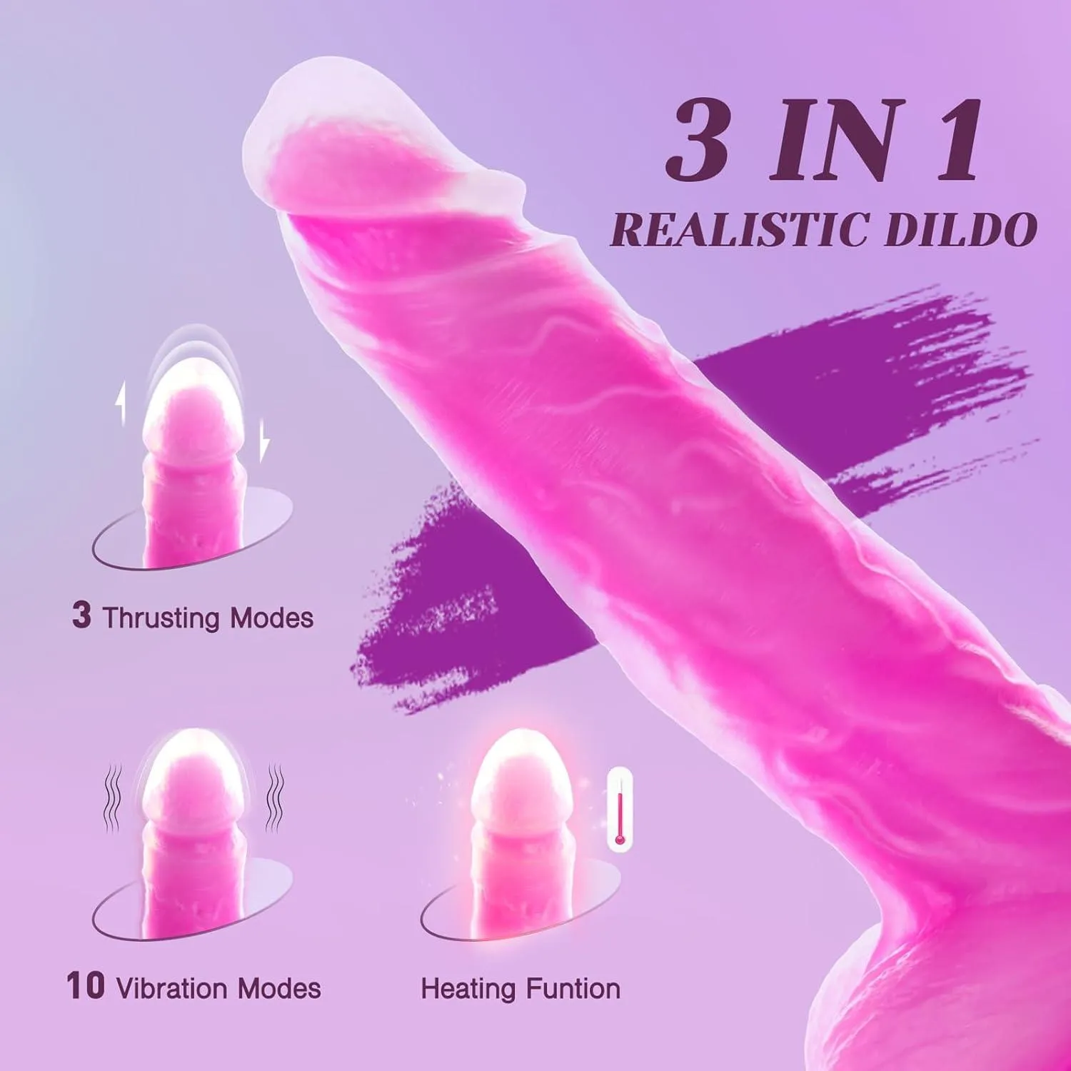 9.2" Huge Thrusting Dildo Vibrator Heating Lifelike Dildos with Suction Cup Adult Sex Toys