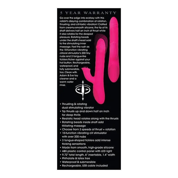 Adam & Eve - Eve's Thrusting Rotating Rabbit Flicker Dual Stimulator Rabbit Vibrator (Pink)