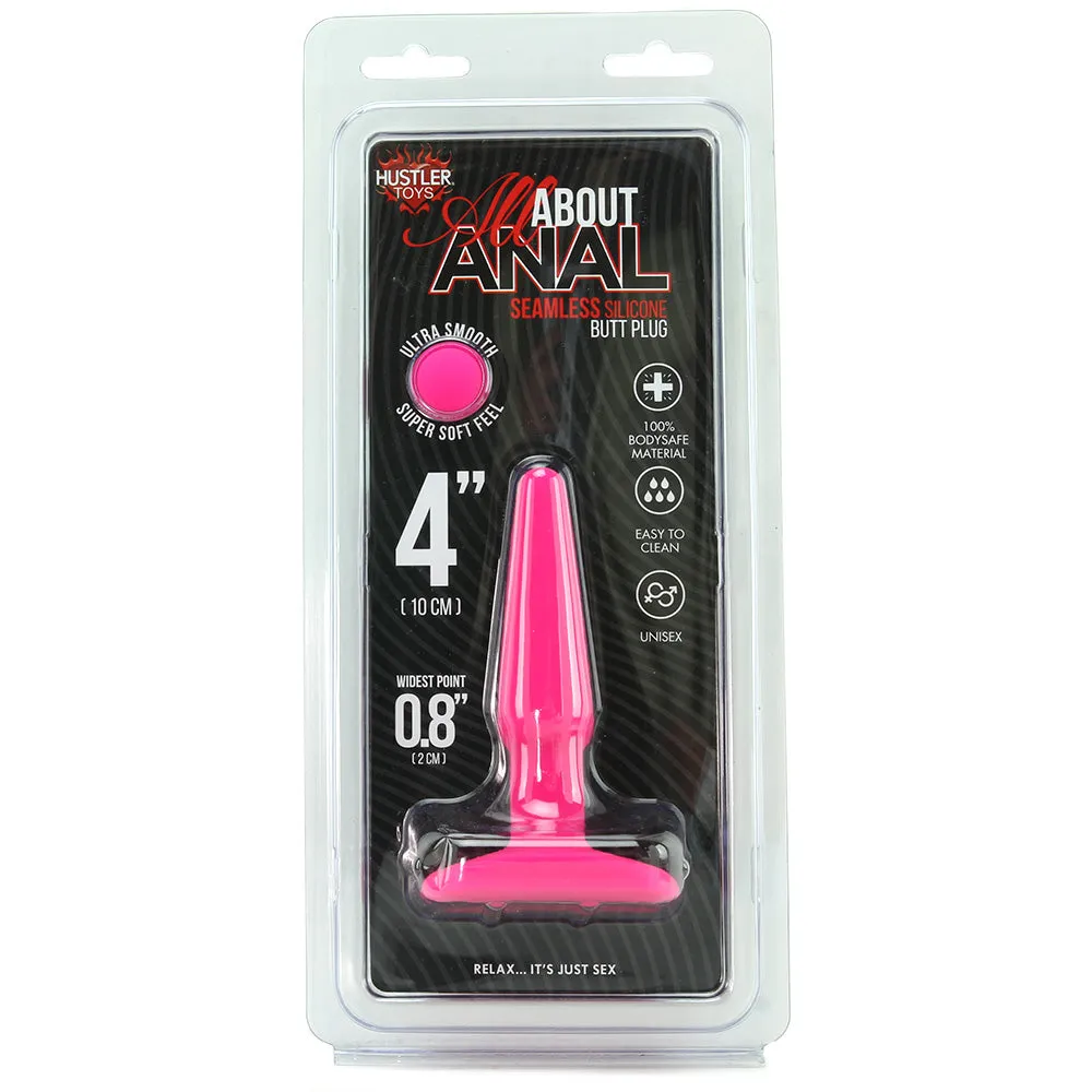 All About Anal Seamless Silicone 4 Inch Butt Plug in Pink