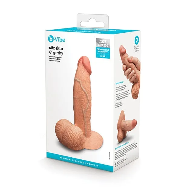 B Vibe - Slipskin 6" Girthy Realistic Dildo (Mocha)