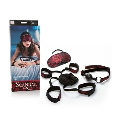 CalExotics Scandal Bed Restraint Kit includes Under The Bed Restraint   Blindfold   Breathable Ball Gag   Wrist Handcuffs   Ankle Restraints