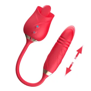 Clitoral Tongue Licking Rose Vibrator Vibrating Thrusting Vaginal & Anal Dildo Vibrators Woman Sex Toy