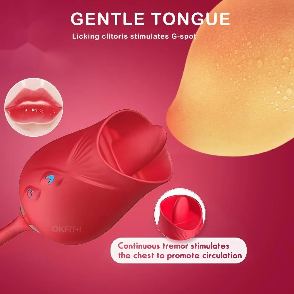 Clitoral Tongue Licking Rose Vibrator Vibrating Thrusting Vaginal & Anal Dildo Vibrators Woman Sex Toy
