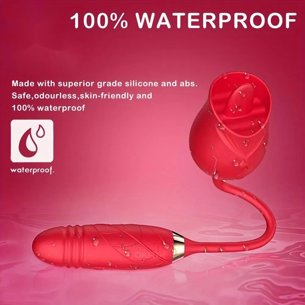 Clitoral Tongue Licking Rose Vibrator Vibrating Thrusting Vaginal & Anal Dildo Vibrators Woman Sex Toy