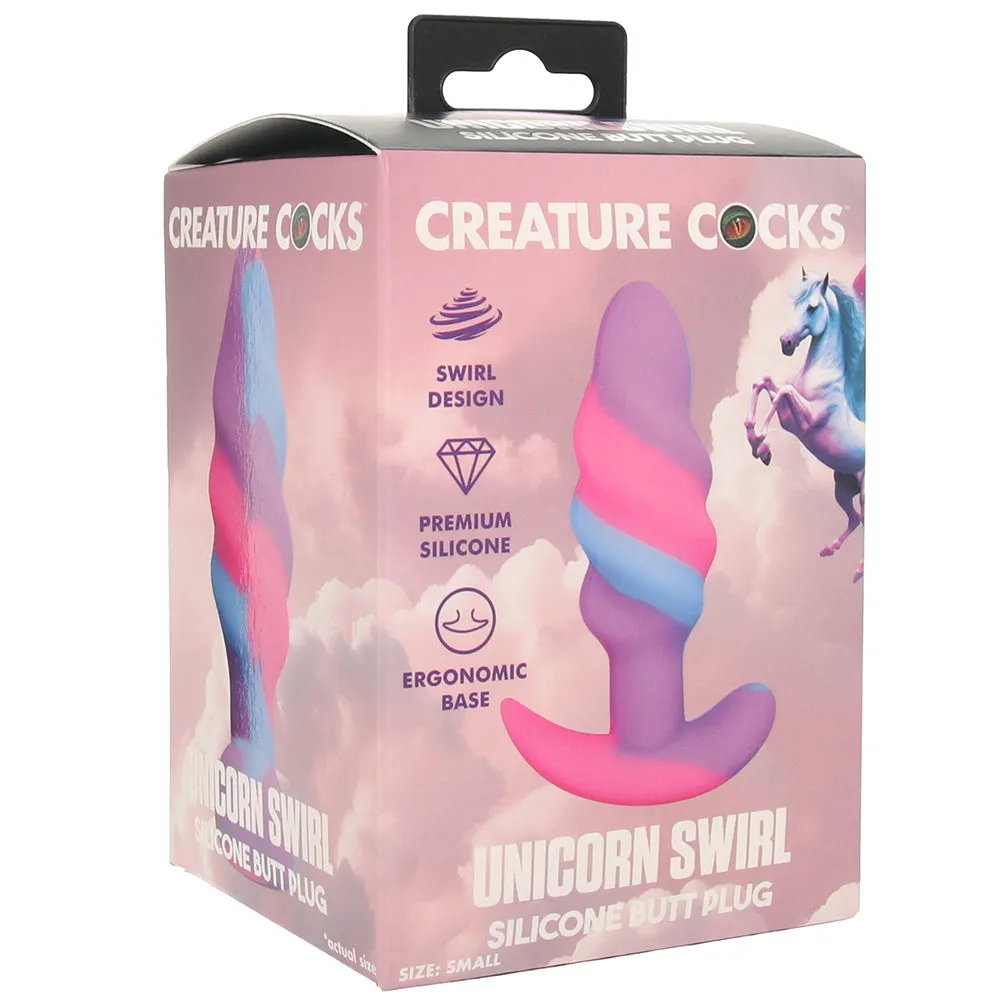 Creature Cocks Unicorn Swirl Silicone Butt Plug in Small