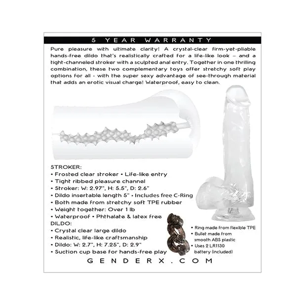 Evolved - Gender X Clearly Combo Realistic Dildo with Ass Stroker Masturbator Set (Clear)