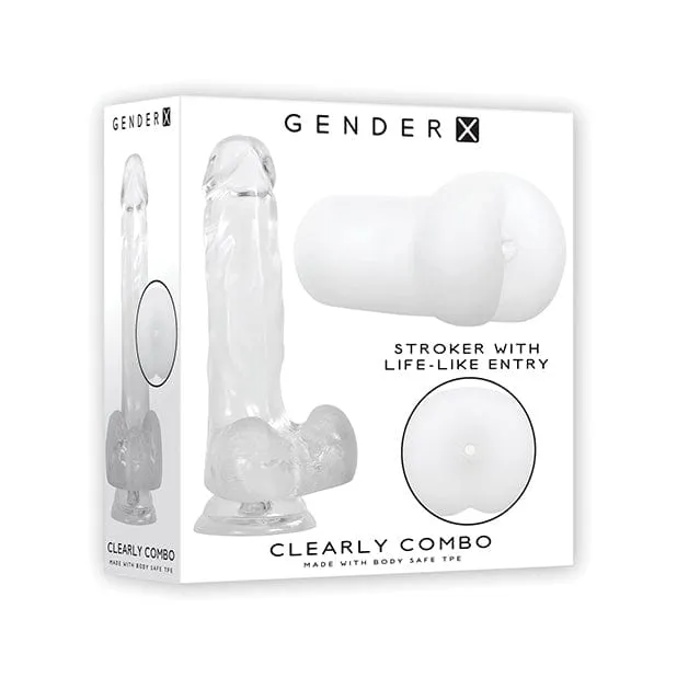 Evolved - Gender X Clearly Combo Realistic Dildo with Ass Stroker Masturbator Set (Clear)