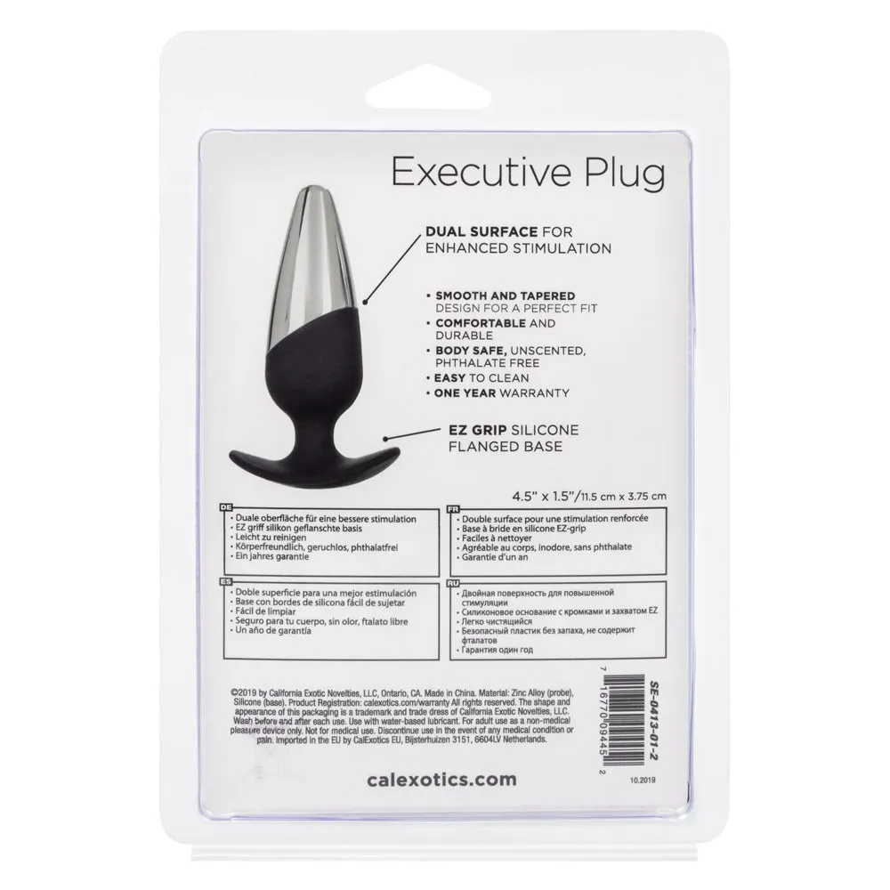 Executive Dual Surface Metal & Silicone 4.5" Anal Plug