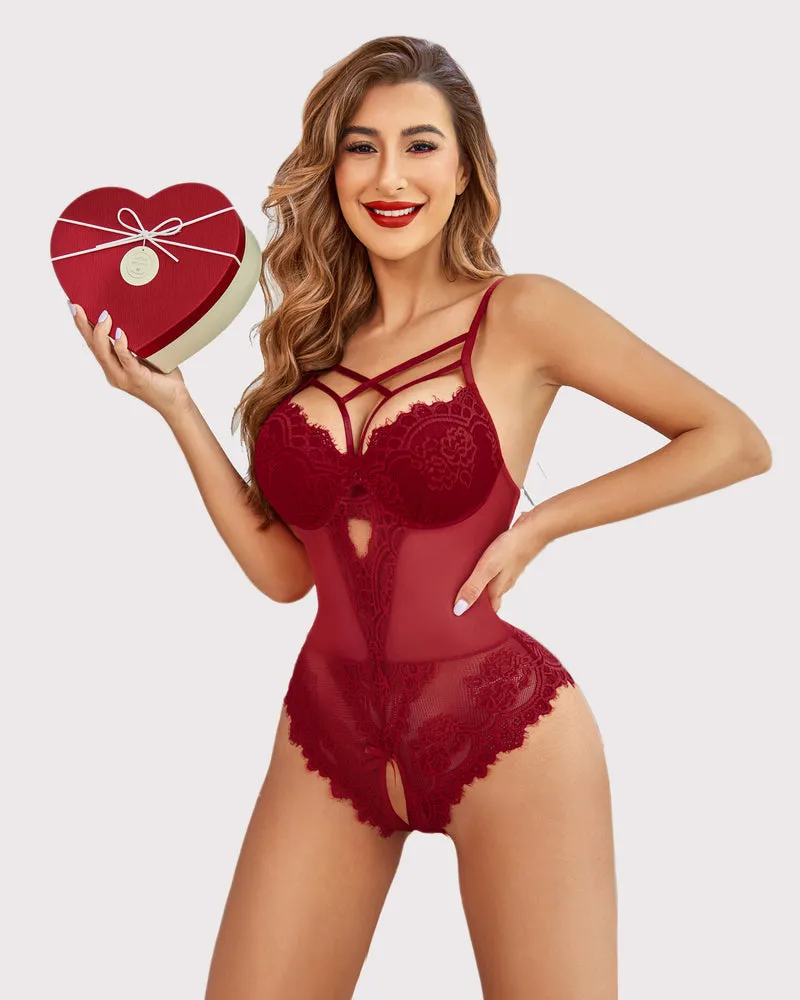 Floral Lace Harness Bodysuit
