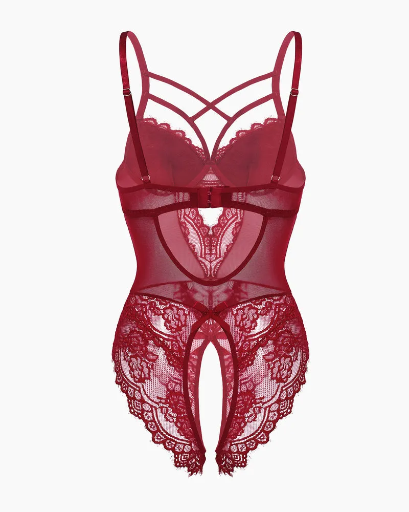 Floral Lace Harness Bodysuit