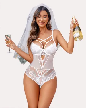 Floral Lace Harness Bodysuit