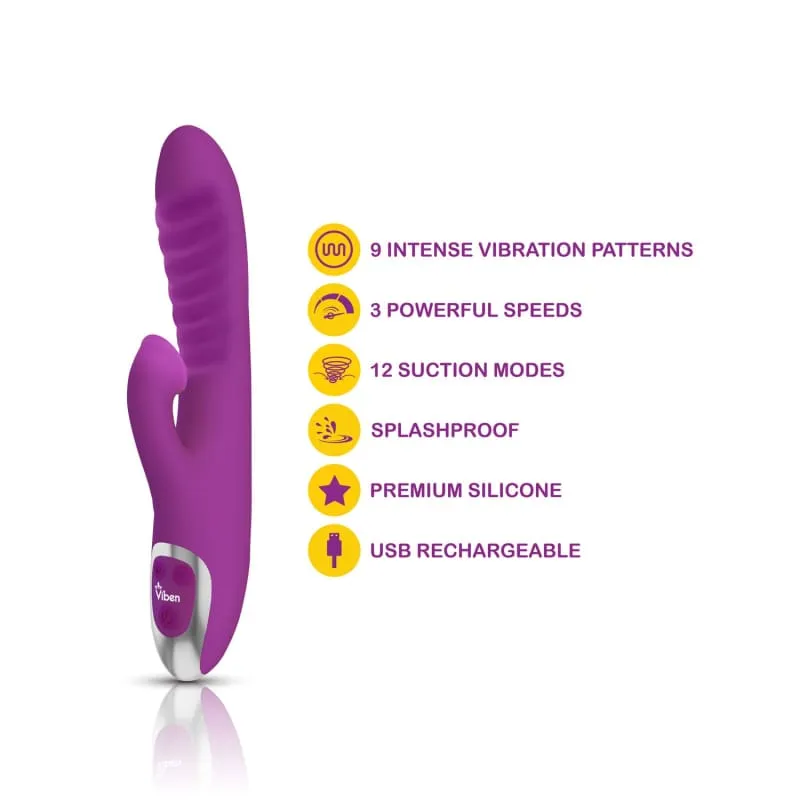 Frenzy - Rabbit Vibe With Clitoral Suction - Berry