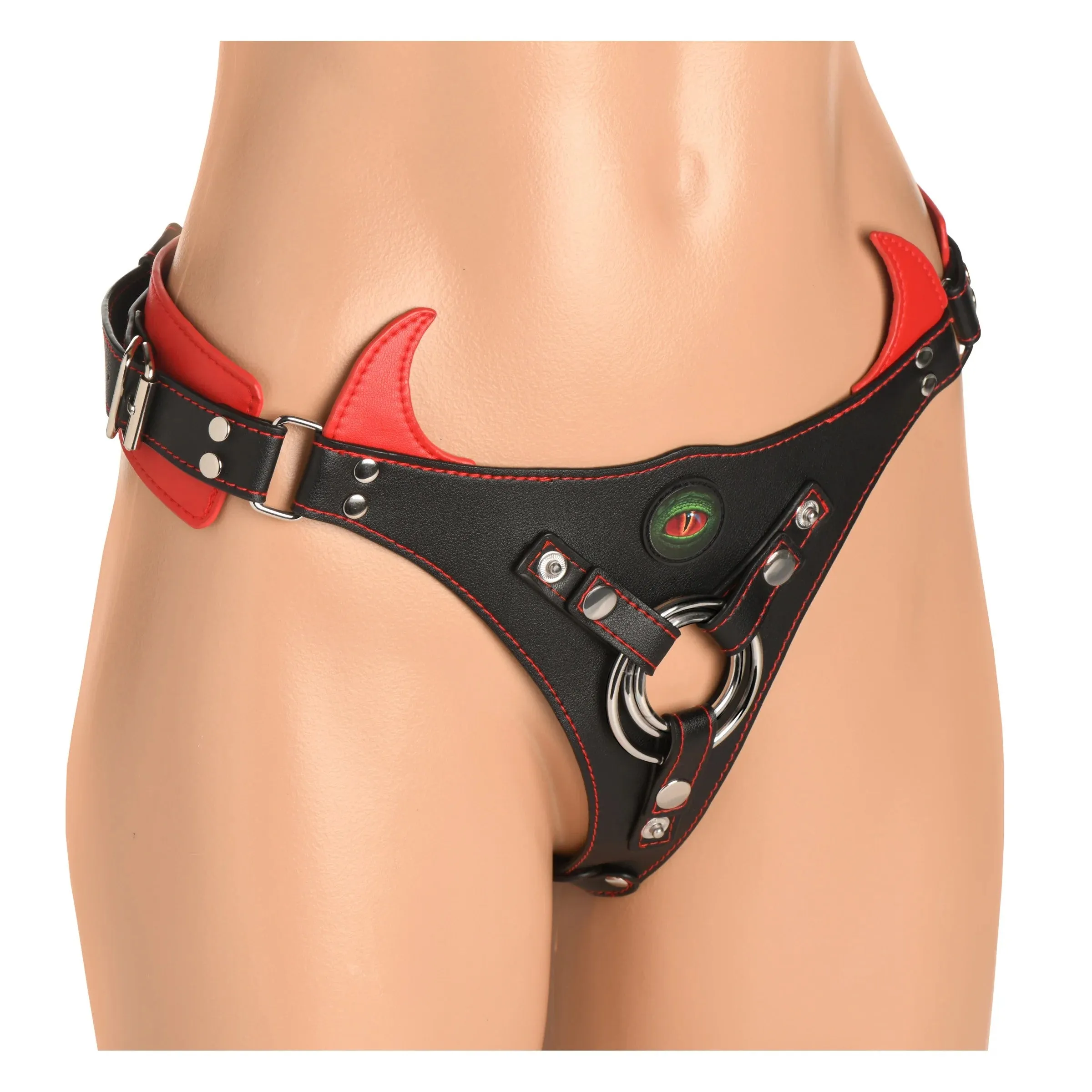 Horny Devil Strap-On Harness Black Red - OS