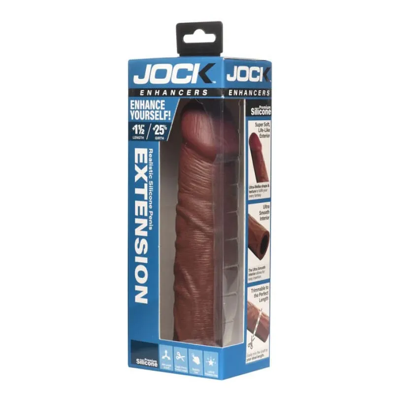 Jock 1.5&quot; Silicone Penis Extension Sleeve - Dark