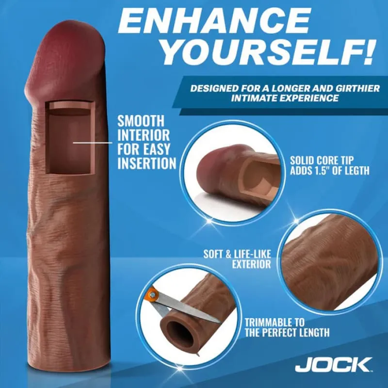 Jock 1.5&quot; Silicone Penis Extension Sleeve - Dark