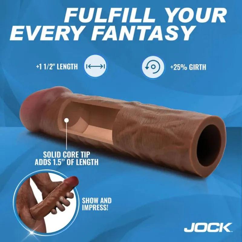 Jock 1.5&quot; Silicone Penis Extension Sleeve - Dark
