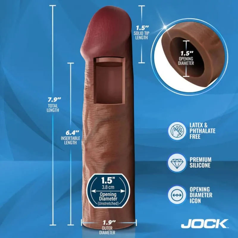 Jock 1.5&quot; Silicone Penis Extension Sleeve - Dark