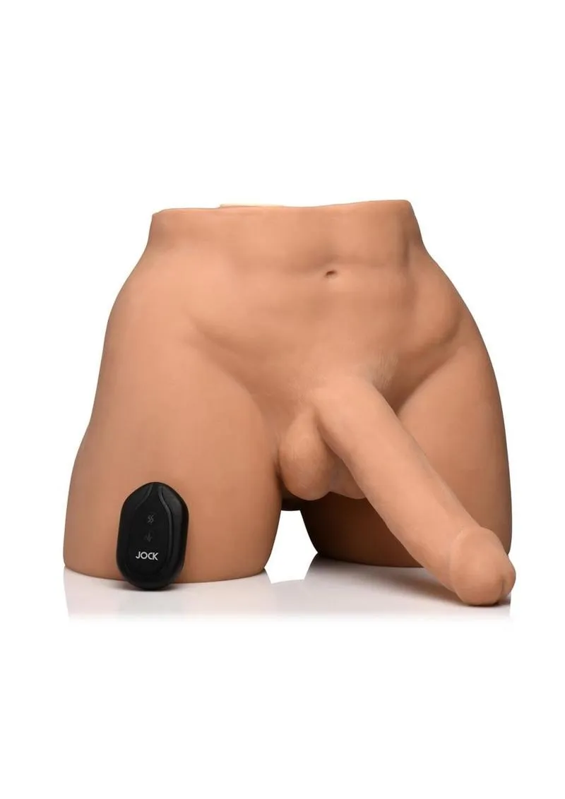 JOCK Vibrating & Squeezing Remote Controlled Male Masturbator with Posable Dildo