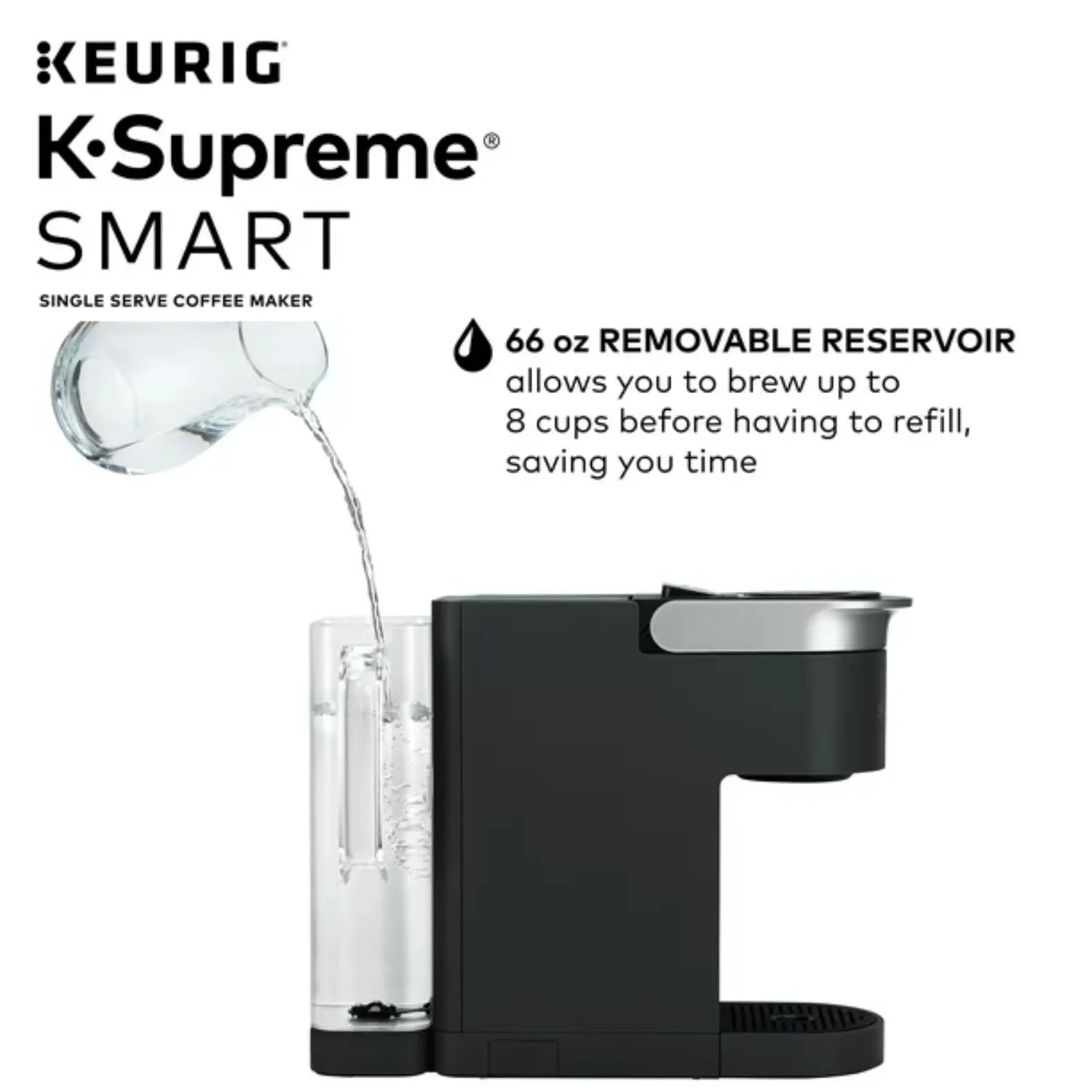 Keurig 500.0367509 K-Supreme SMART Coffee Maker, MultiStream Technology, Brews 6-12oz Cup Sizes, Black