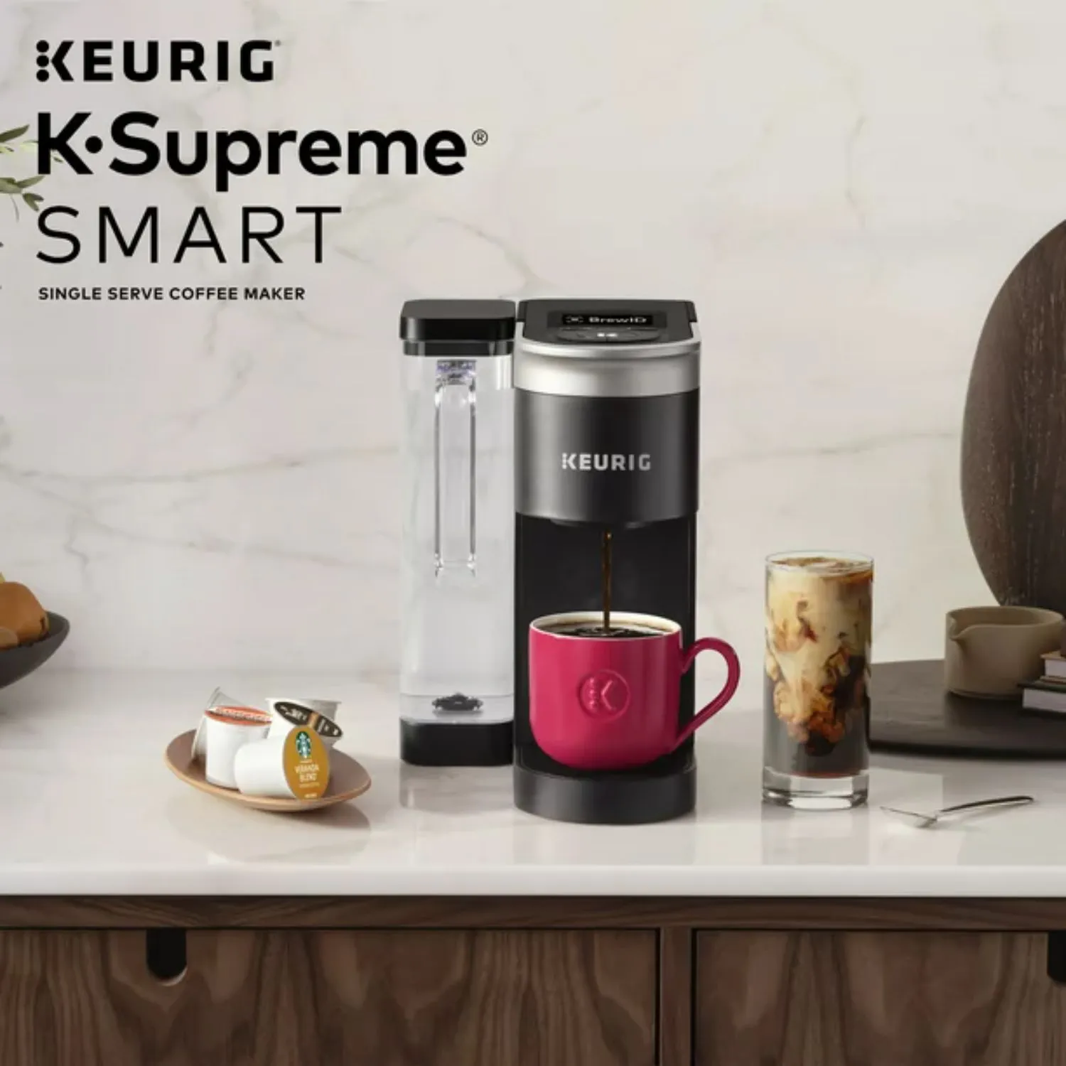 Keurig 500.0367509 K-Supreme SMART Coffee Maker, MultiStream Technology, Brews 6-12oz Cup Sizes, Black