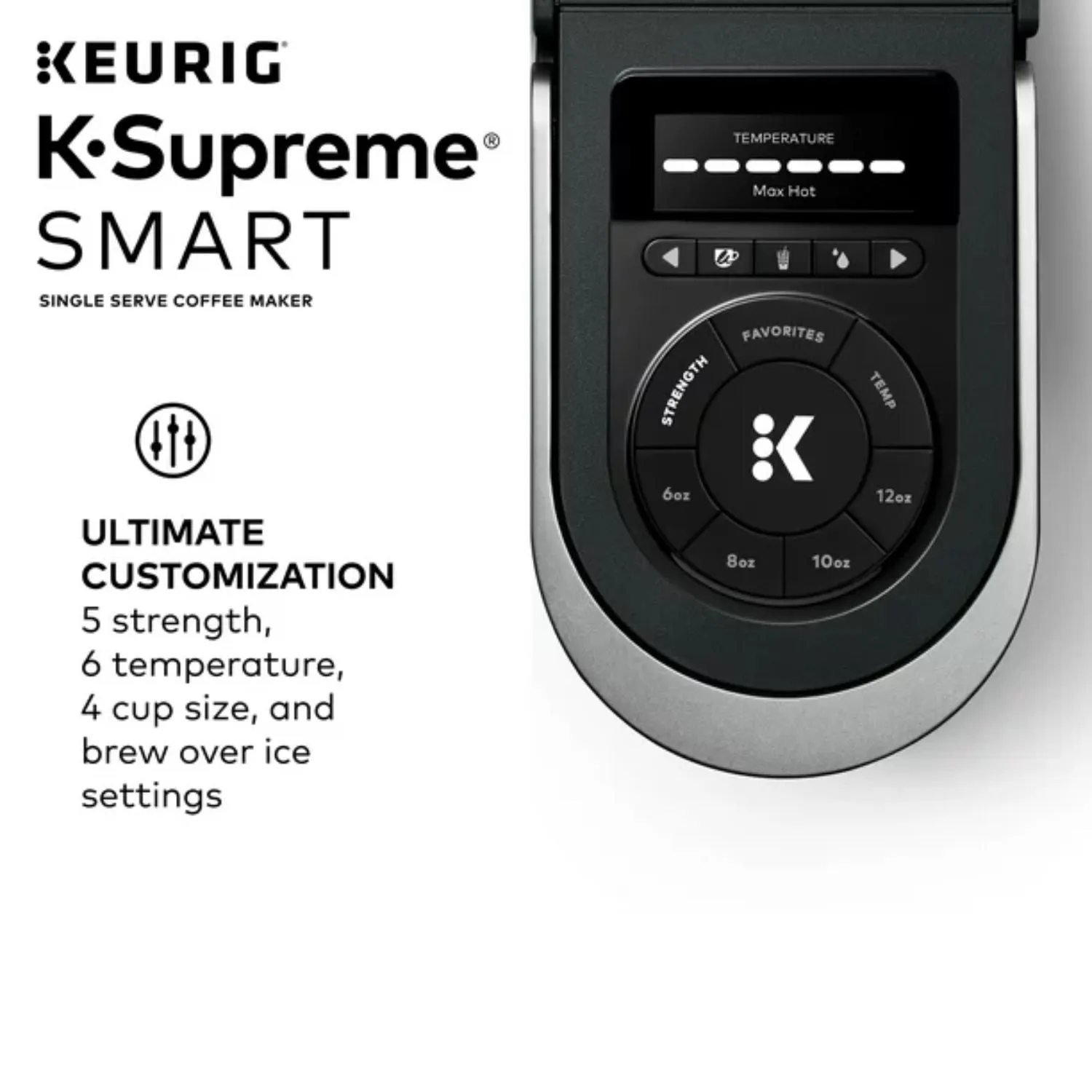 Keurig 500.0367509 K-Supreme SMART Coffee Maker, MultiStream Technology, Brews 6-12oz Cup Sizes, Black