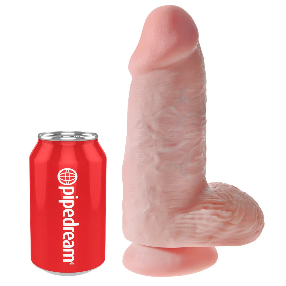 King Cock Realistic 9" Chubby Cock With Balls & Suction Cup