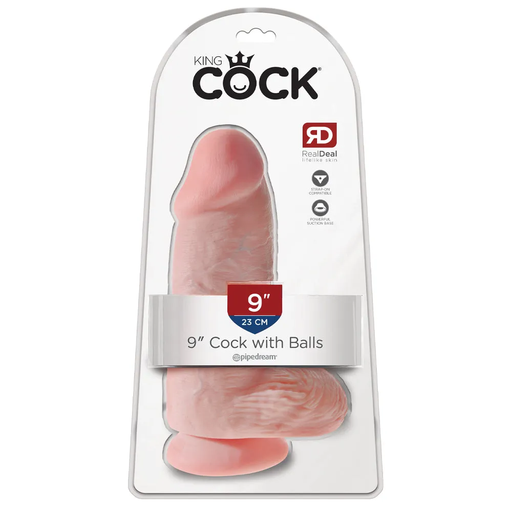 King Cock Realistic 9" Chubby Cock With Balls & Suction Cup