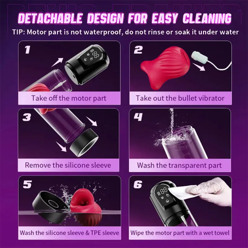 LCD Automatic Penis Pump with Rose Sleeve & Suction Modes