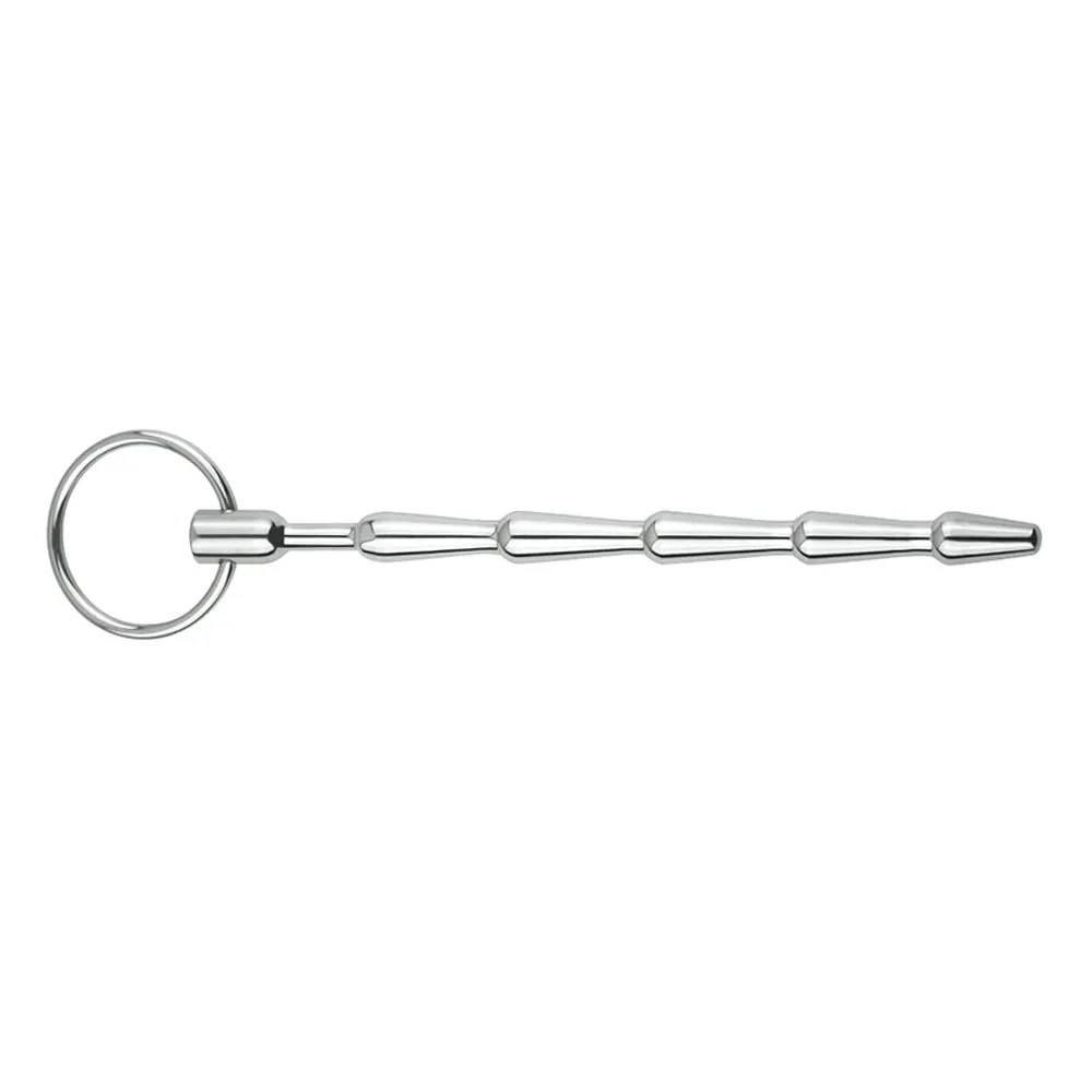 Leto Ridged Metal Urethral Sound With Interchangeable Rings