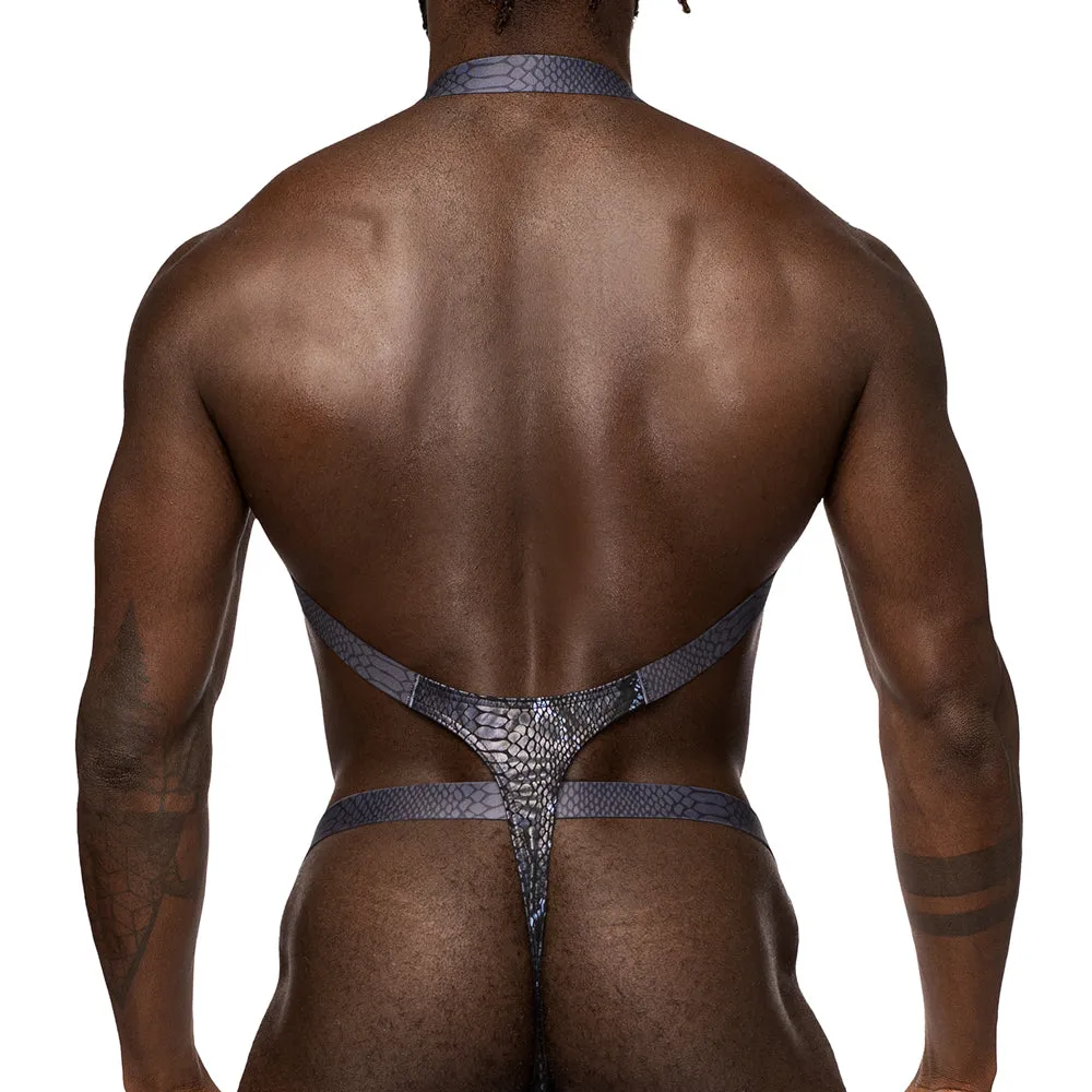 Male Power S'Naked Snakeskin Print Shoulder Sling Harness Thong