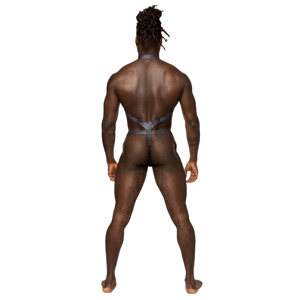 Male Power S'Naked Snakeskin Print Shoulder Sling Harness Thong