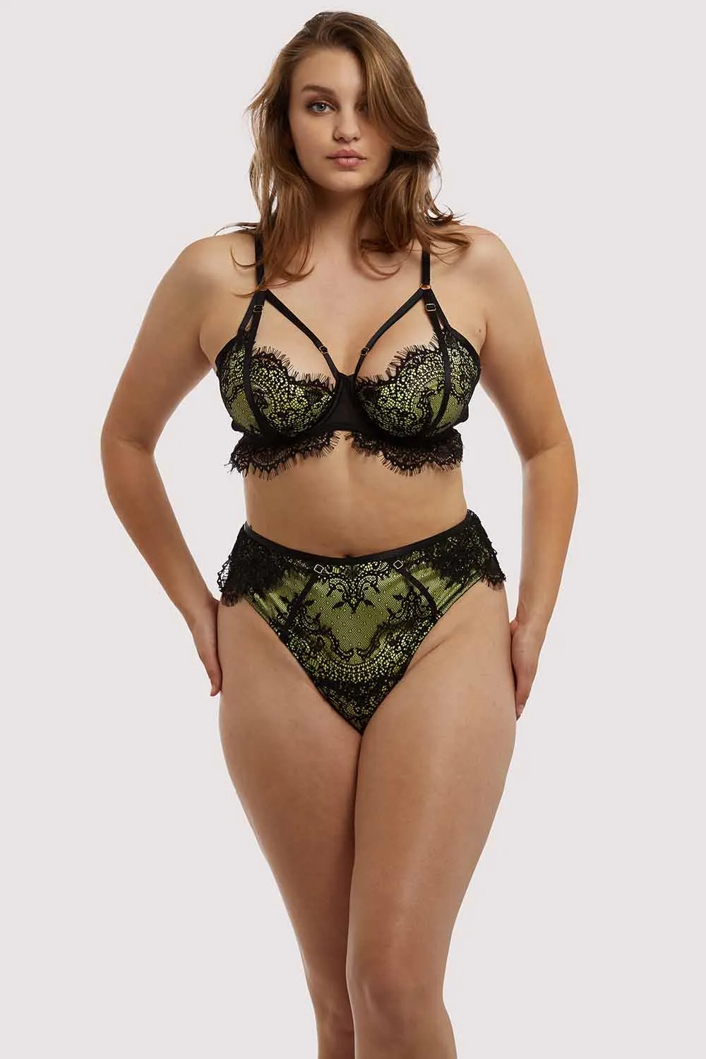 Nora Lime Net and Lace Thong