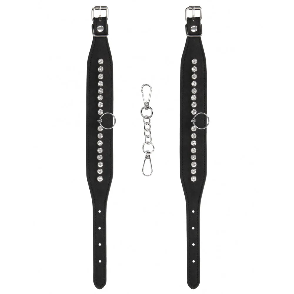 Ouch! Diamond Studded Faux Leather Ankle Cuffs