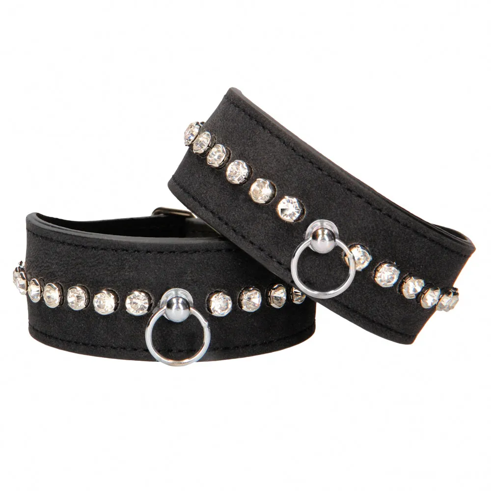 Ouch! Diamond Studded Faux Leather Ankle Cuffs
