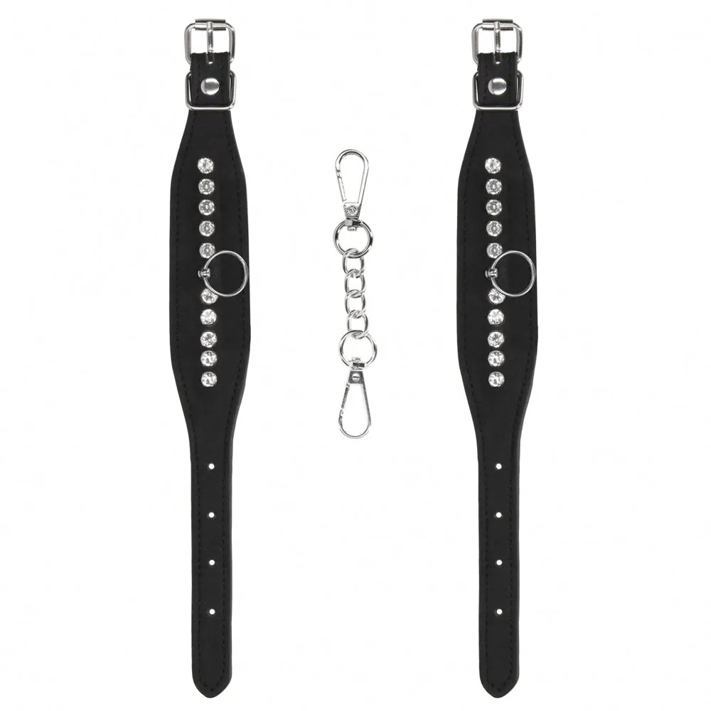 Ouch! Diamond Studded Faux Leather Wrist Cuffs