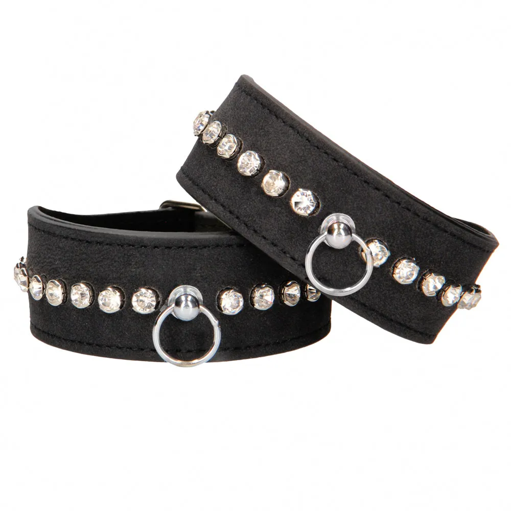 Ouch! Diamond Studded Faux Leather Wrist Cuffs