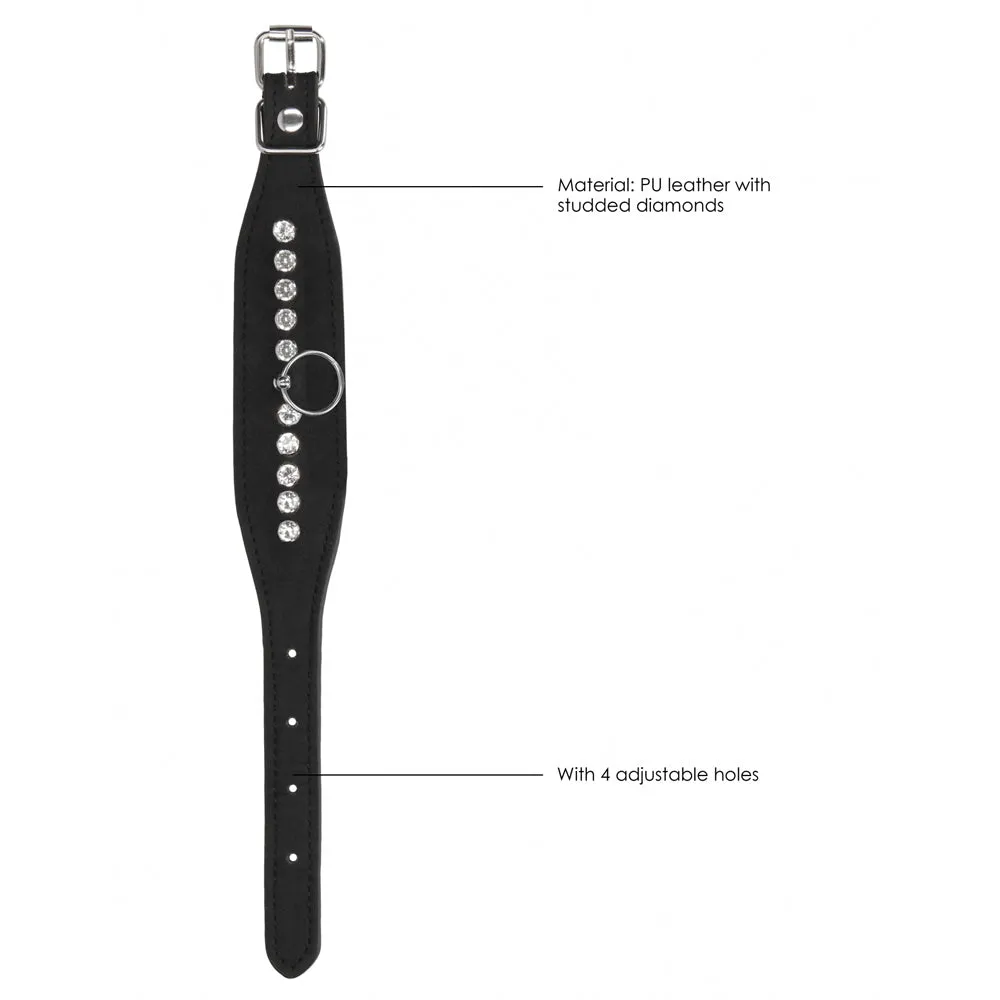 Ouch! Diamond Studded Faux Leather Wrist Cuffs