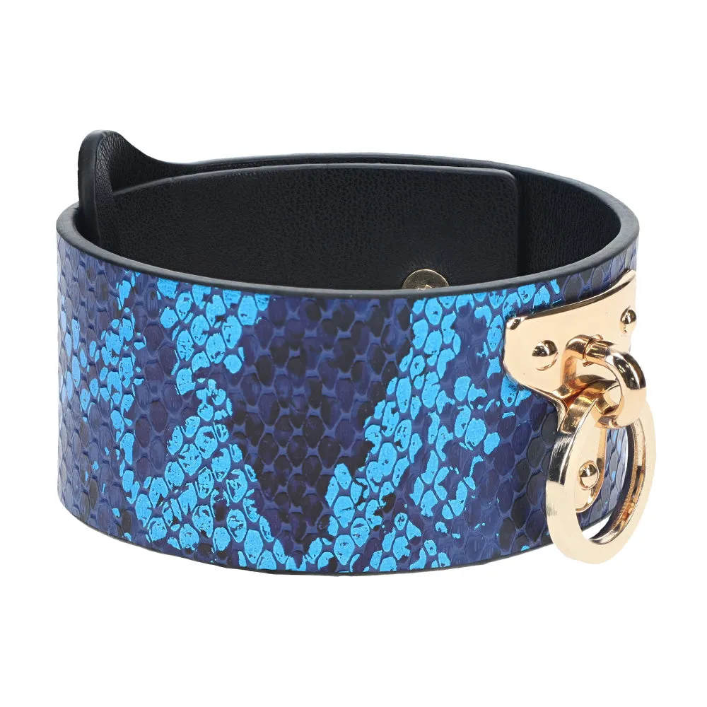 Ouch! Florence Holographic Snake Print Faux Leather Wrist Cuffs