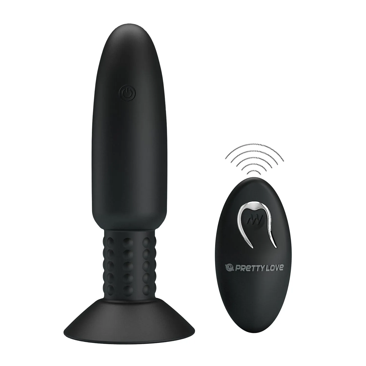 Pretty Love - Beaded Remote Control Vibrating Rotating Butt Plug (Black)