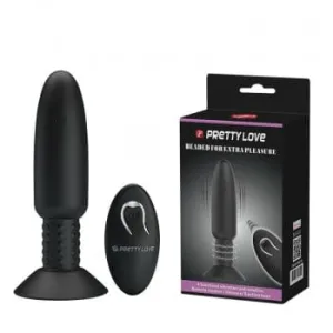 Pretty Love - Beaded Remote Control Vibrating Rotating Butt Plug (Black)