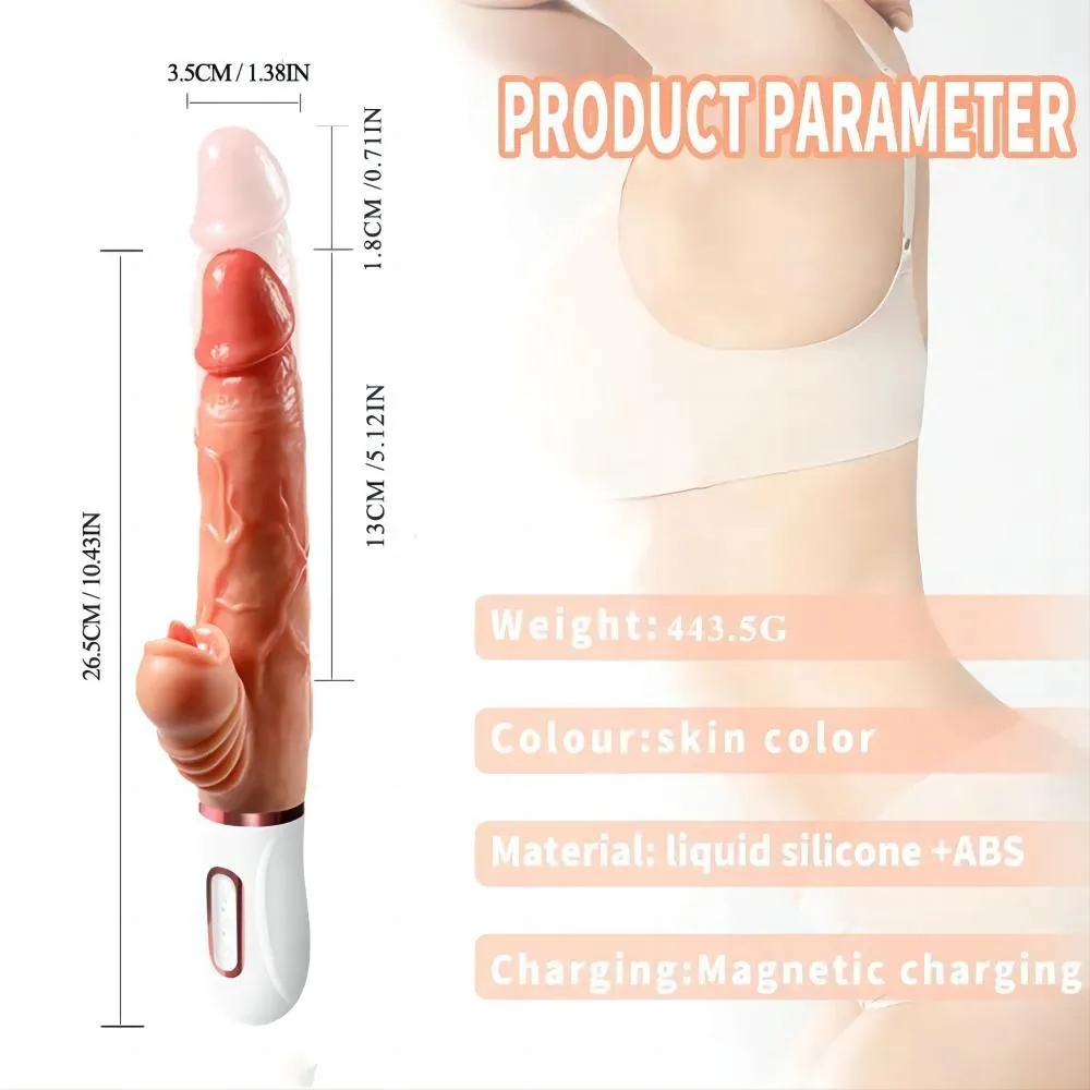 Realistic Dildo Machine Tongue Licking & Heating Dildos G-Spot Vibrator with 12 Vibrating 2 Thrusting Modes