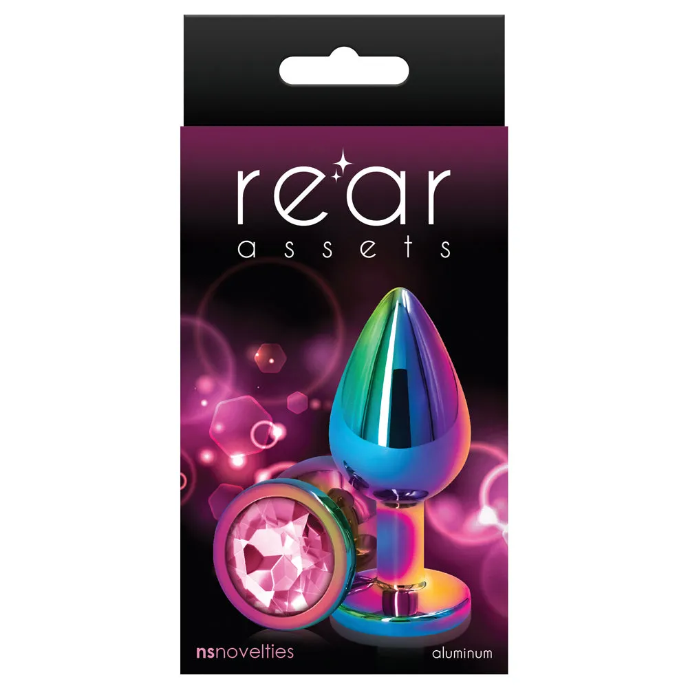 Rear Assets Multicolour Round Gem Metal Butt Plug - Medium