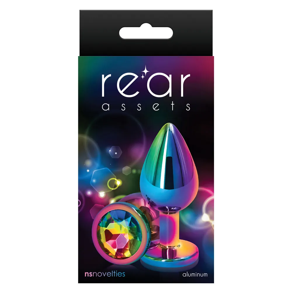 Rear Assets Multicolour Round Gem Metal Butt Plug - Medium