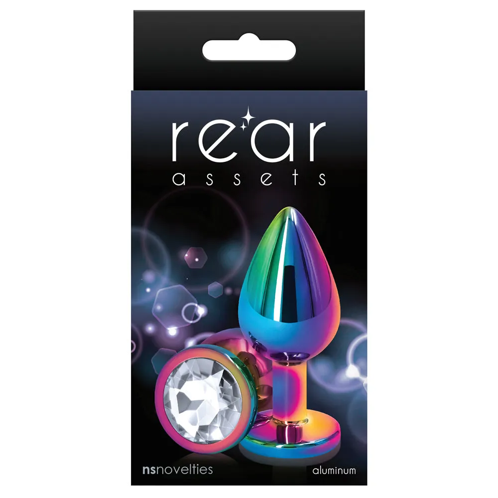 Rear Assets Multicolour Round Gem Metal Butt Plug - Medium