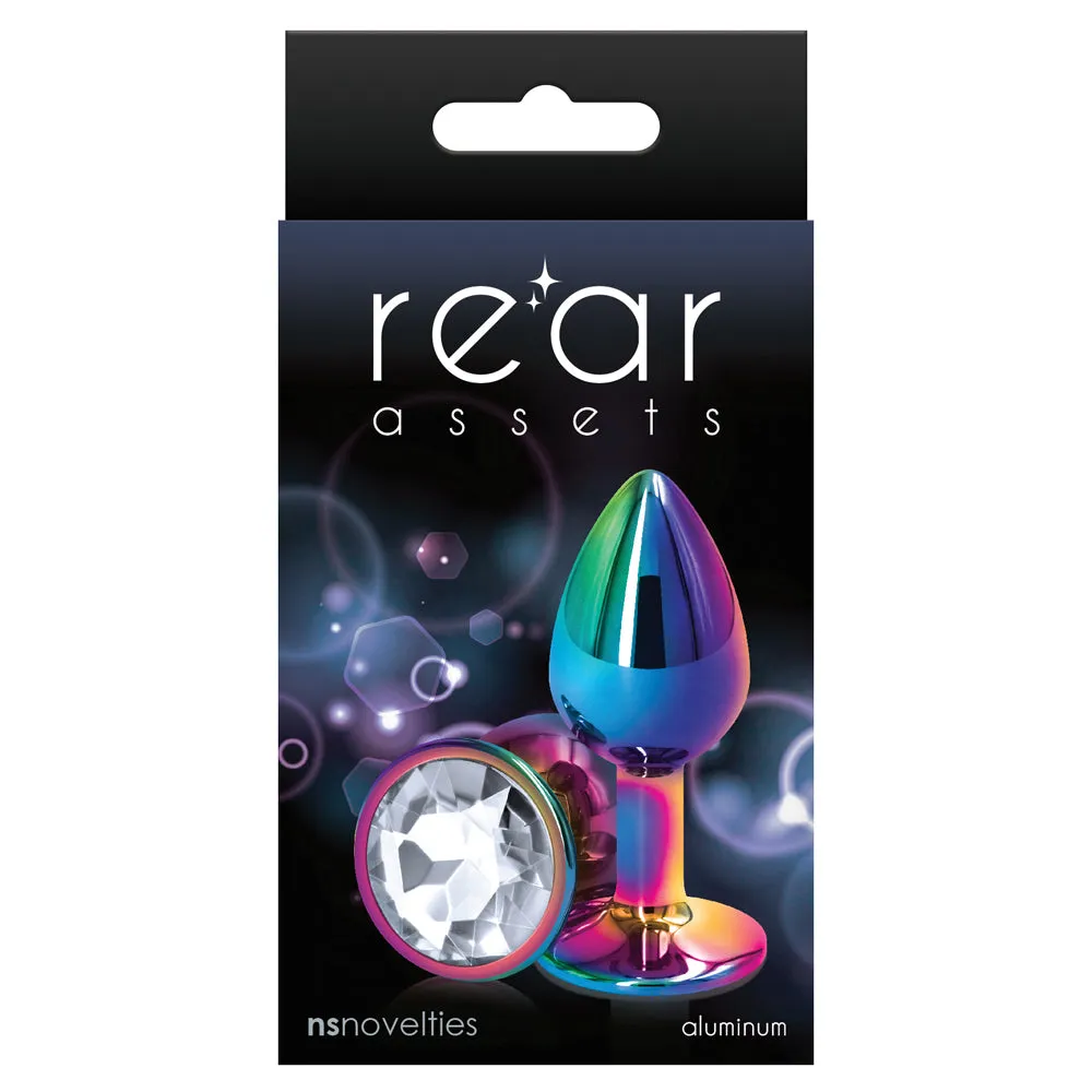 Rear Assets Multicolour Round Gem Metal Butt Plug - Small