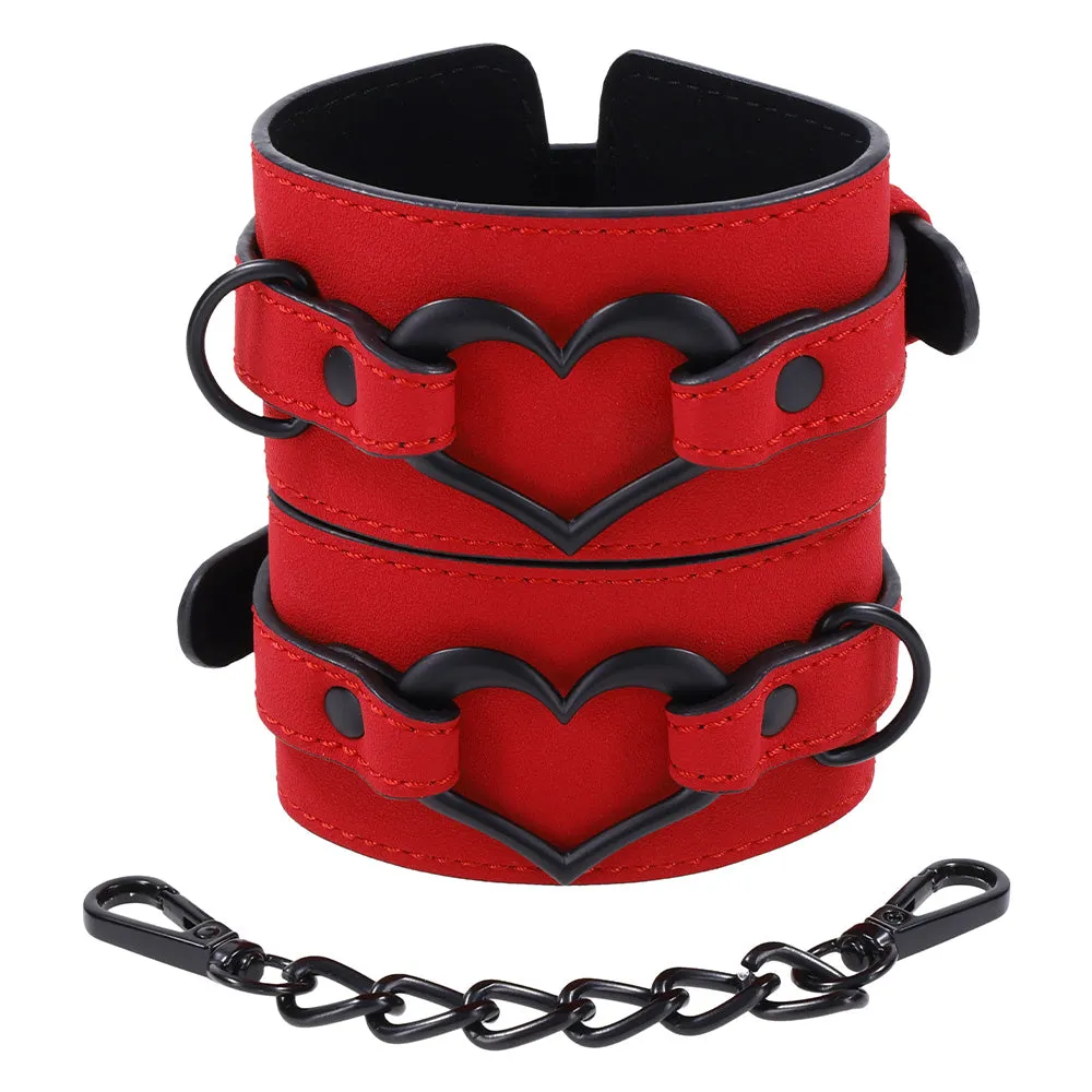 Sex & Mischief Amor Heart Charm Wrist Cuffs