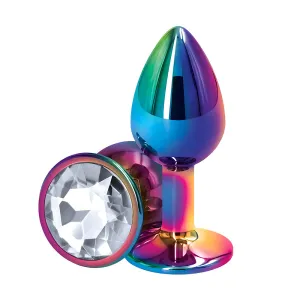 Sexyland Chroma Rainbow Metal Butt Plug With Round Gem - Medium
