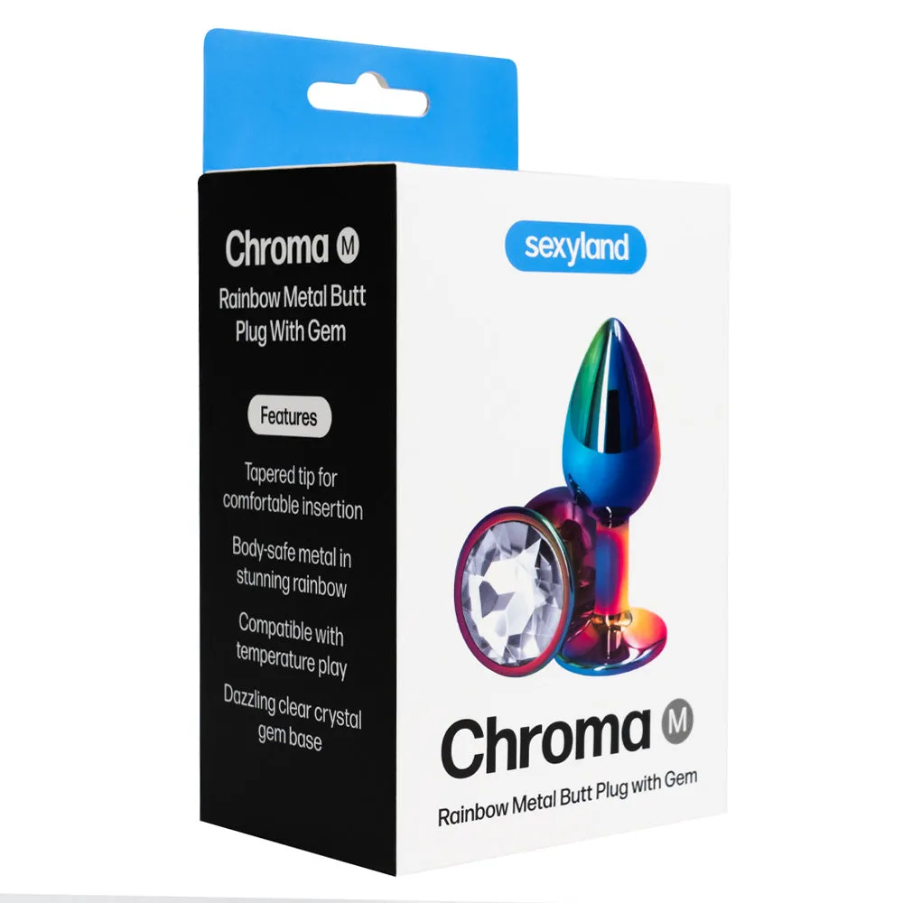 Sexyland Chroma Rainbow Metal Butt Plug With Round Gem - Medium